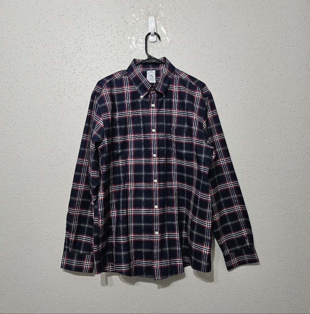Brooks Brothers Supima Cotton Plaid Button-Down Shirt Men’s Large